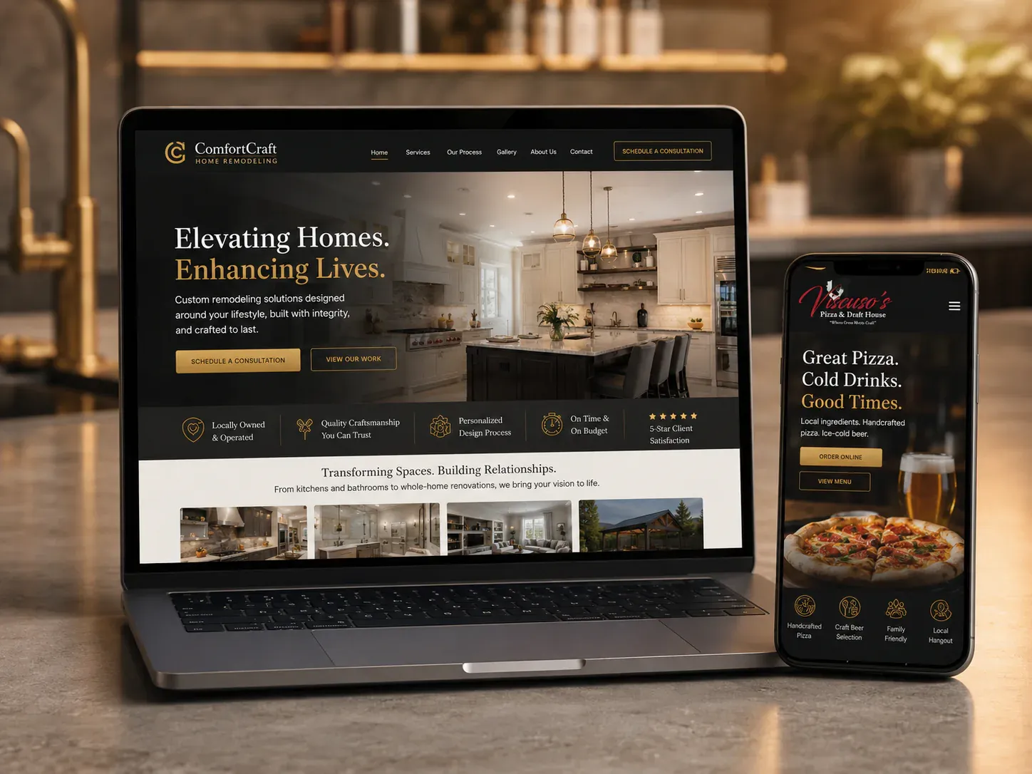 A conversion-focused local business website on a laptop